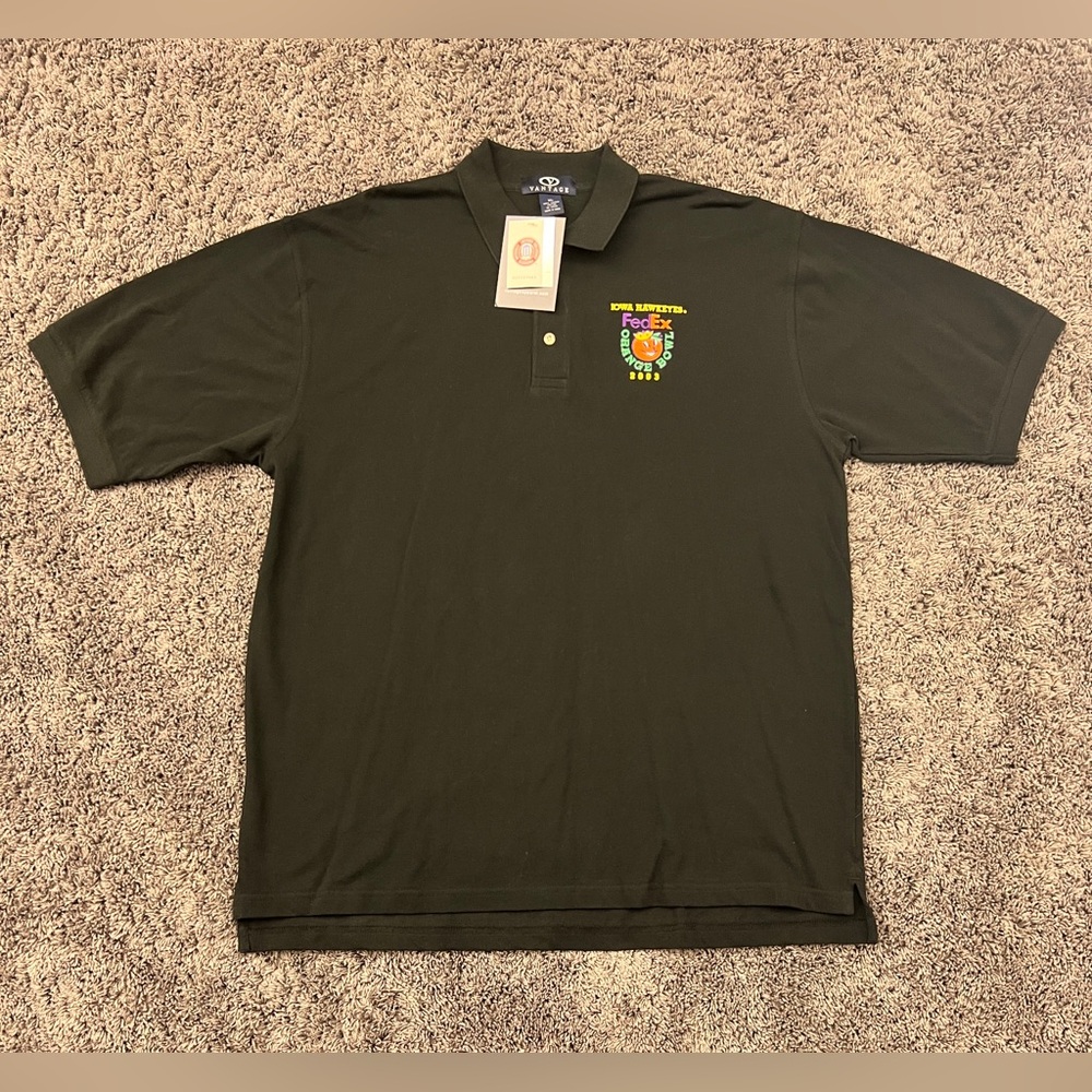 NWT Vantage 2003 Iowa Hawkeyes Orange Bowl Black Polo Mens Extra Large